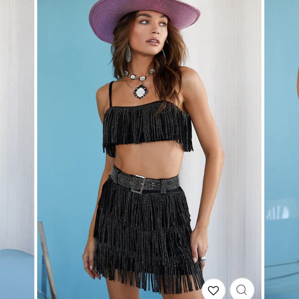 12th Tribe Shimmy Black Suede Skirt and Top